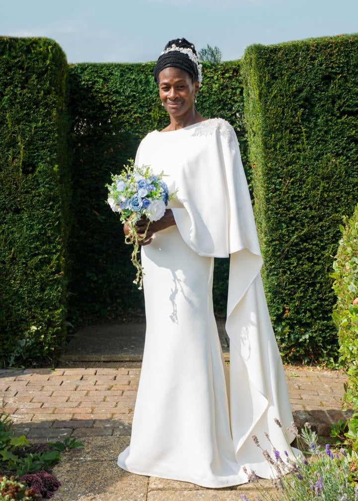 real bride in bespoke wedding dress on her wedding day
